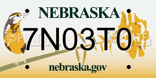7N03T0 Nebraska License Plate