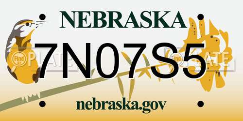 7N07S5 Nebraska License Plate