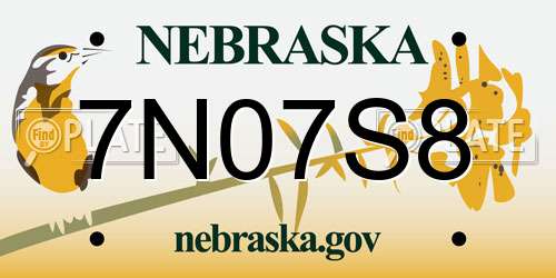 7N07S8 Nebraska License Plate