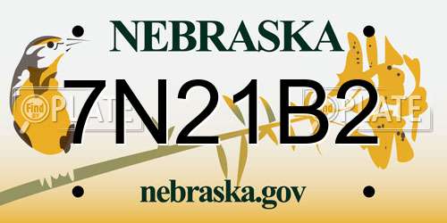 7N21B2 Nebraska License Plate