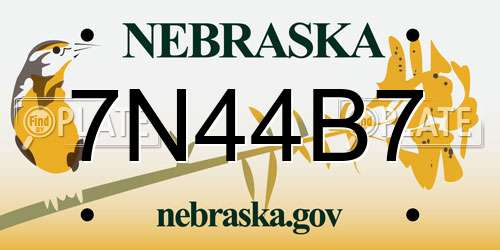7N44B7 Nebraska License Plate