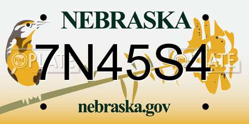 7N45S4 Nebraska License Plate