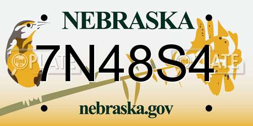 7N48S4 Nebraska License Plate