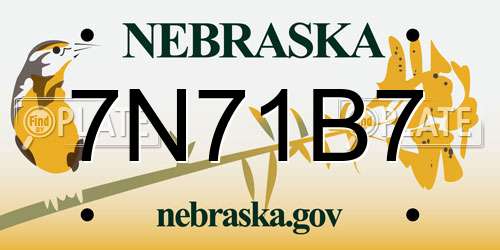 7N71B7 Nebraska License Plate