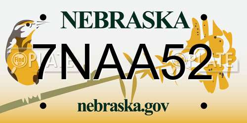 7NAA52 Nebraska License Plate