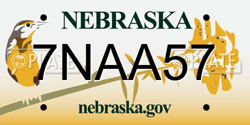 7NAA57 Nebraska License Plate