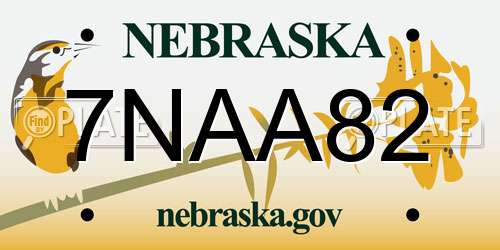7NAA82 Nebraska License Plate