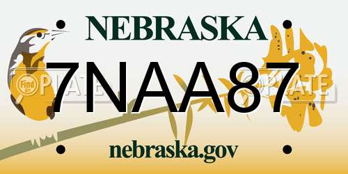 7NAA87 Nebraska License Plate