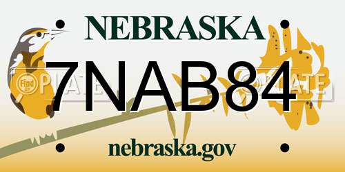 7NAB84 Nebraska License Plate