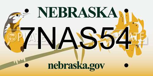 7NAS54 Nebraska License Plate