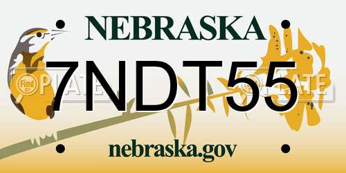 7NDT55 Nebraska License Plate