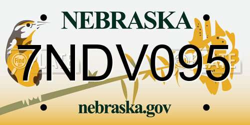 7NDV095 Nebraska License Plate