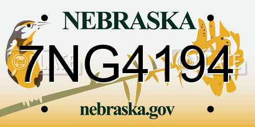 7NG4194 Nebraska License Plate