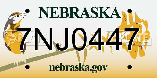 7NJ0447 Nebraska License Plate