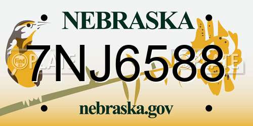 7NJ6588 Nebraska License Plate