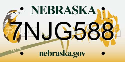 7NJG588 Nebraska License Plate