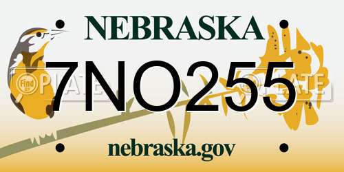 7NO255 Nebraska License Plate