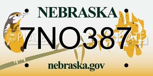 7NO387 Nebraska License Plate
