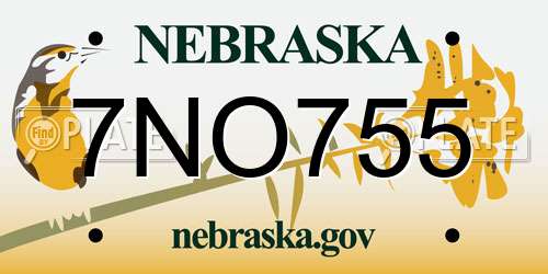 7NO755 Nebraska License Plate