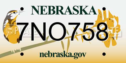 7NO758 Nebraska License Plate