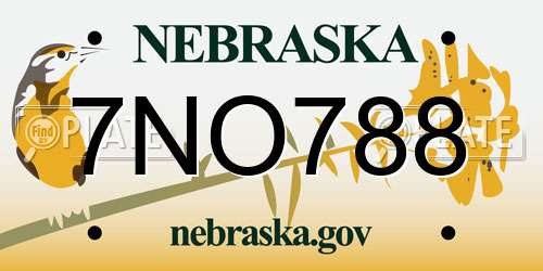 7NO788 Nebraska License Plate