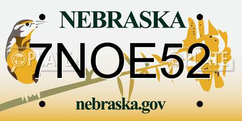 7NOE52 Nebraska License Plate