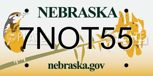 7NOT55 Nebraska License Plate