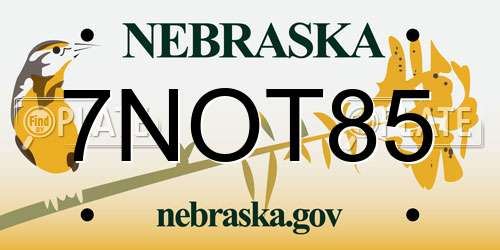 7NOT85 Nebraska License Plate