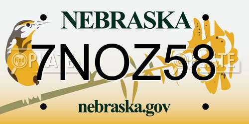 7NOZ58 Nebraska License Plate