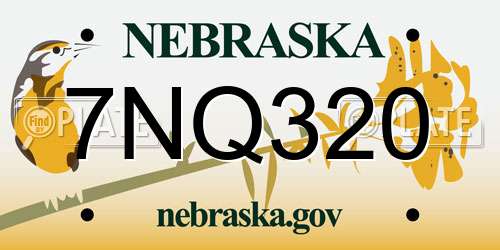 7NQ320 Nebraska License Plate