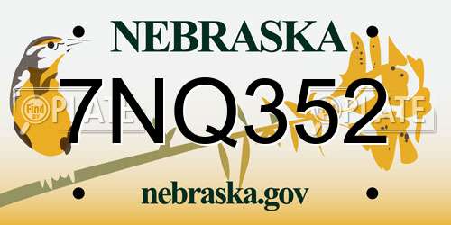 7NQ352 Nebraska License Plate