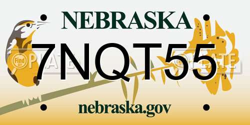 7NQT55 Nebraska License Plate