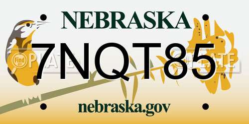 7NQT85 Nebraska License Plate