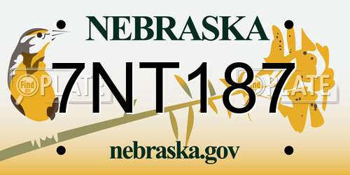 7NT187 Nebraska License Plate