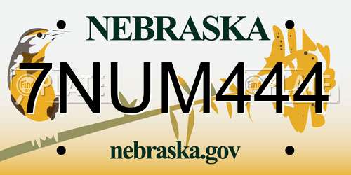 7NUM444 Nebraska License Plate