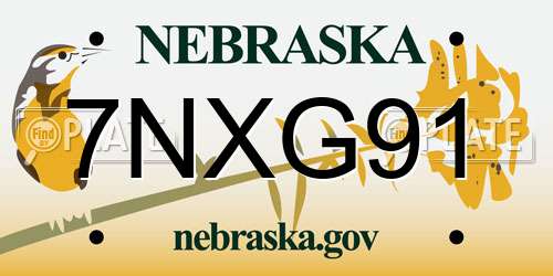 7NXG91 Nebraska License Plate