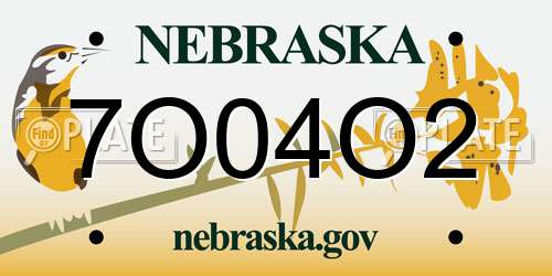 7O04O2 Nebraska License Plate