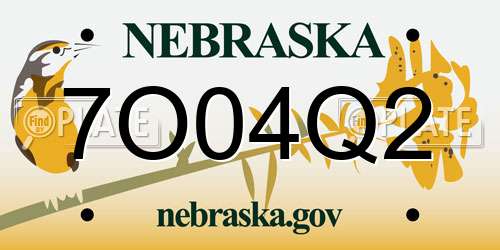 7O04Q2 Nebraska License Plate
