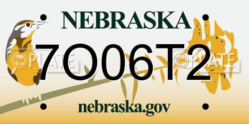 7O06T2 Nebraska License Plate
