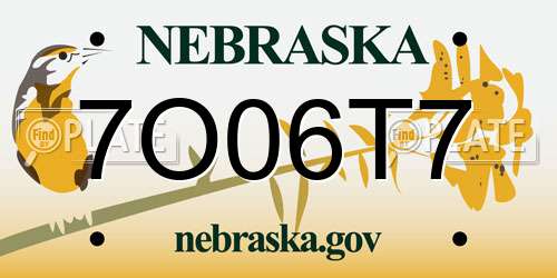 7O06T7 Nebraska License Plate