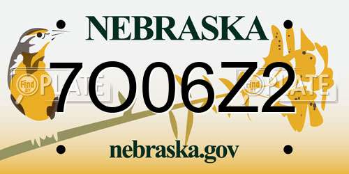 7O06Z2 Nebraska License Plate
