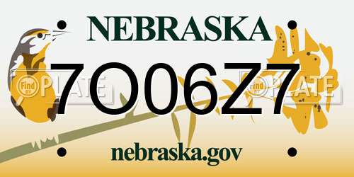 7O06Z7 Nebraska License Plate