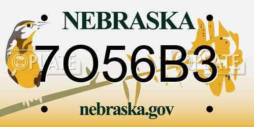 7O56B3 Nebraska License Plate