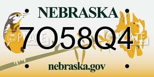 7O58Q4 Nebraska License Plate
