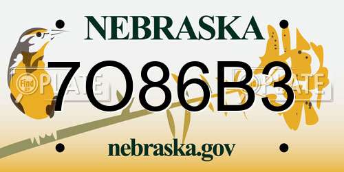 7O86B3 Nebraska License Plate