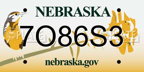 7O86S3 Nebraska License Plate