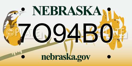 7O94B0 Nebraska License Plate