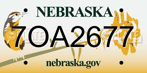 7OA2677 Nebraska License Plate
