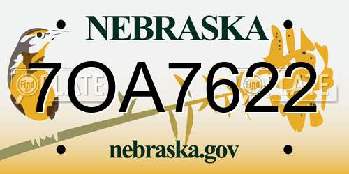 7OA7622 Nebraska License Plate
