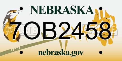 7OB2458 Nebraska License Plate